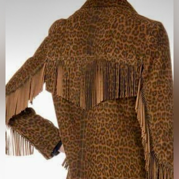 Vintage! Rare! New! ๐St.Laurent Leopard Fringe Curtis Jacket Sz. 38 NWT ๐๐ - Picture 5 of 16
